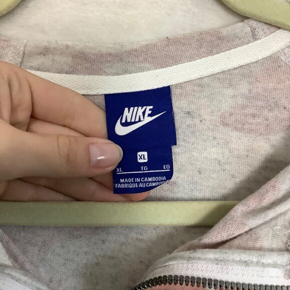 Nike Lightweight Full Zip Hoodie Jacket Pink Camo Women XL Organic Cotton Blend - Picture 5 of 7